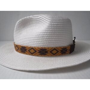 Beaded Hat Band Tan, Brown and Bronze w/ Leather